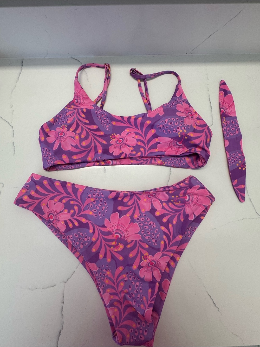 Studio Swim Lilikoi Print Crete Top & Majorca High Cut Bottoms- Small